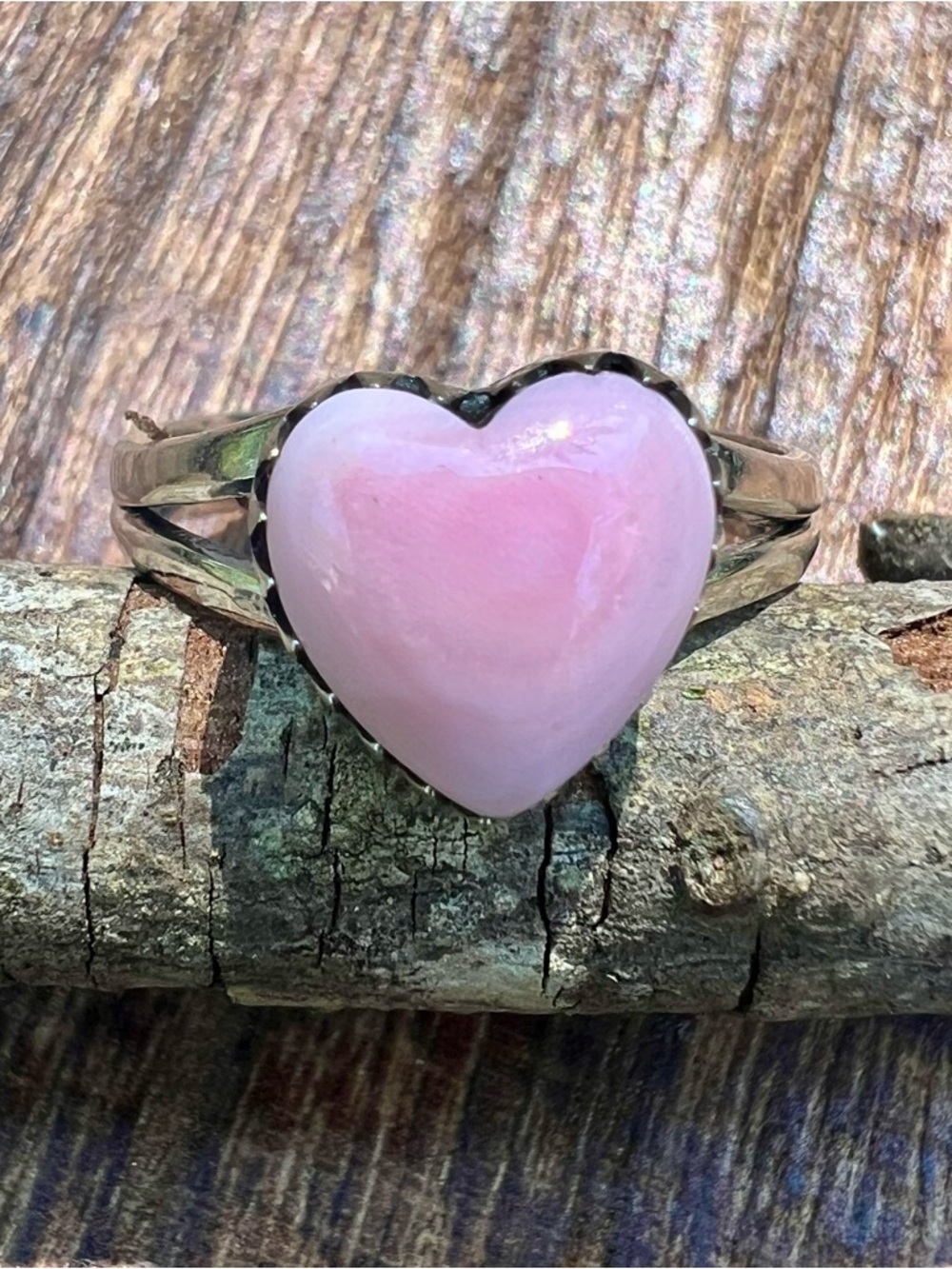 Pink Conch Heart Ring Size 9 Sterling Silver Southwestern